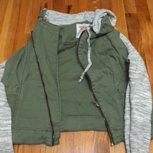 Army green denim jacket